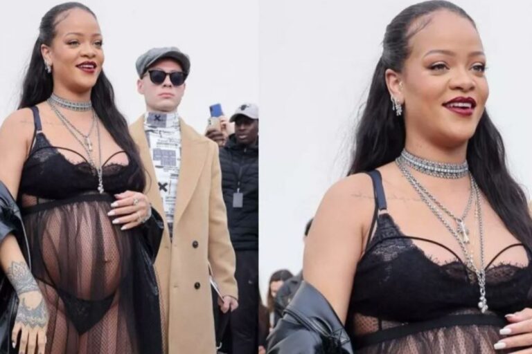 Rihanna llega en lencería a un show de Dior en Paris