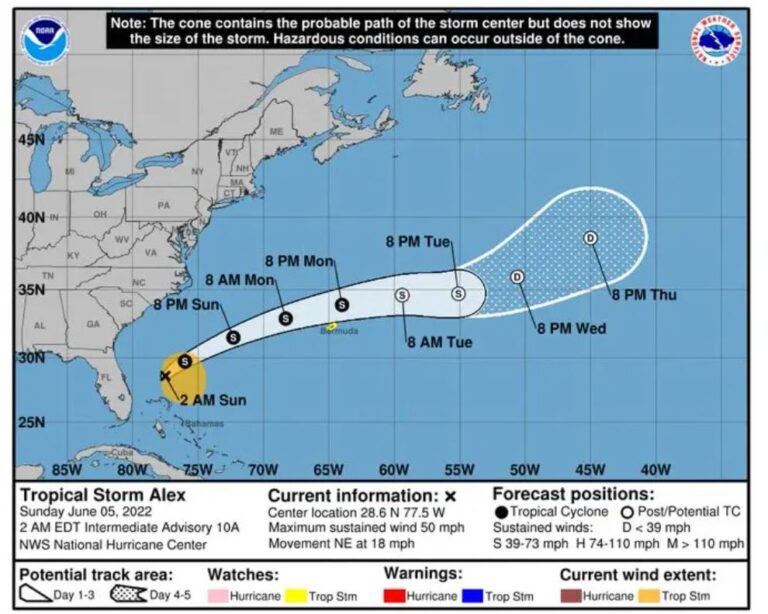 Se forma la tormenta tropical Alex, primera de la temporada en el Atlántico