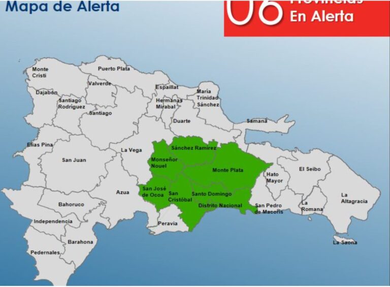 COE mantiene 6 provincias alerta verde ante inestabilidad dejada por onda tropical