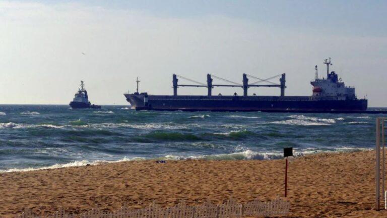 Barcos cargados con cereal de Ucrania están varados en el mar Negro