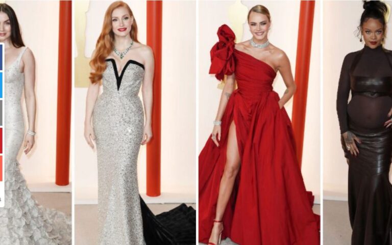 Alfombra roja de los Óscar: elegancia discreta, muchas colas y glamour multicolor